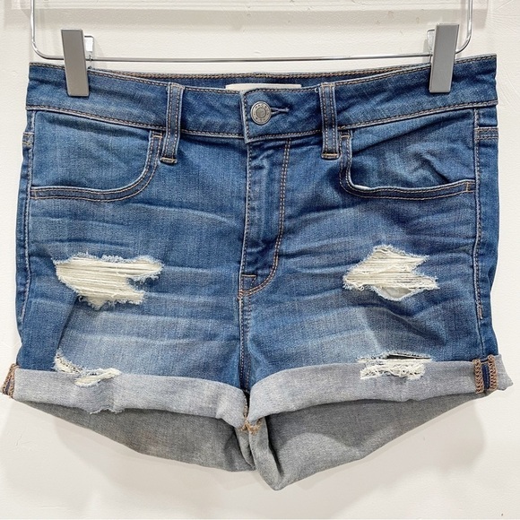 Pacsun Denim Distressed Super Stretch Shortie Cuffed Shorts Size 27 - Picture 1 of 10